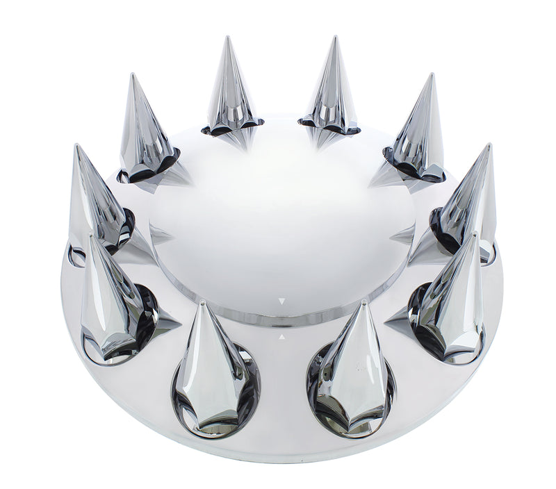 CHROME FRONT AXLE COVER W/ 33MM SPIKE NUT COVERS - THREAD ON