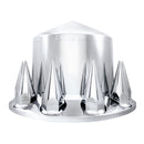 CHROME REAR AXLE COVER SPIKED W/ 33MM NUT COVERS - THREAD ON