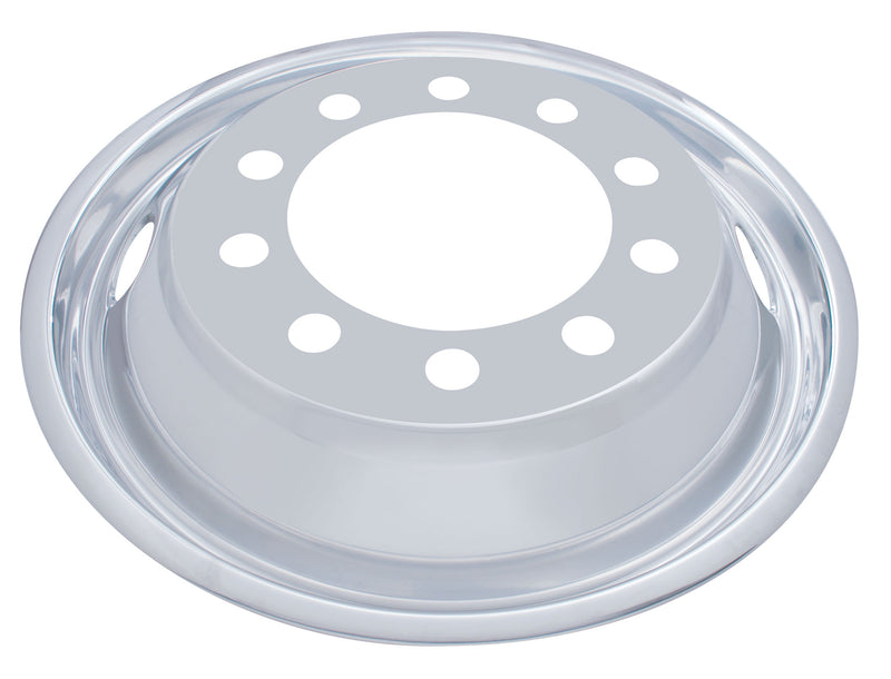 22 1/2 O.D. STAINLESS STEAL FRONT WHEEL COVER - 2 VENT HOLE, HUB PILOTED