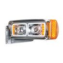 High Power LED "Chrome" Projection Headlight With LED Turn Signal & Position Light Bar - Passenger
