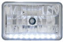 4" X 6" CRYSTAL HEADLIGHT W/ 9 WHITE LED POSITION LIGHT - HIGH BEAM