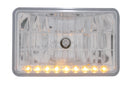 4" X 6" CRYSTAL HEADLIGHT W/ 9 AMBER LED POSITION LIGHT - HIGH BEAM