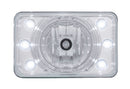 4" X 6" CRYSTAL PROJECTION HEADLIGHT W / 6 WHITE LED POSITION LIGHT - HIGH BEAM