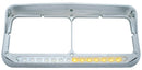 Sequential LED Rectangular Dual Headlight Bezel w/ Visor (Driver) - Amber LED/Clear Lens