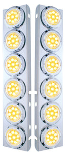 Peterbilt Stainless Front Air Cleaner Light Brackets with 12 Amber/Clear 2" Round Leds