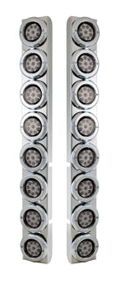 Peterbilt Stainless Steel Rear Air Cleaner Bracket w/16X 9 LED 2" Reflector Lights & Bezels -Red LED/Clear Lens