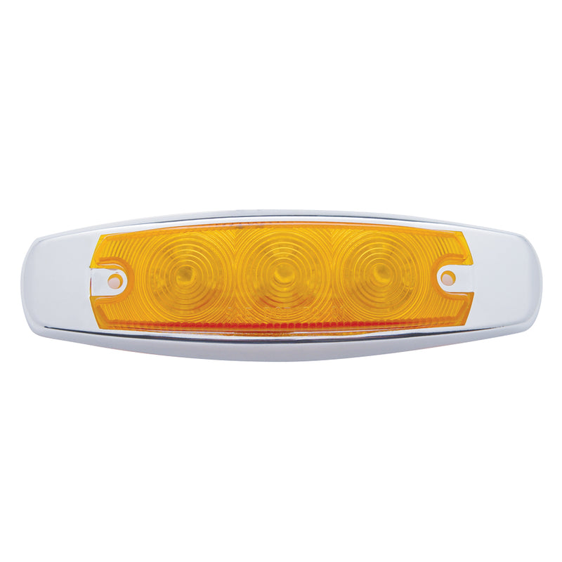 15 LED RECTANGULAR CLEARANCE / MARKER LIGHT W/ BEZEL - AMBER LED / AMBER LENS