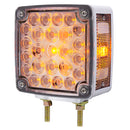 DOUBLE SIDED SQUARE 2 POST TURN SIGNAL, 25 LED WITH AMBER AND RED LENSES - DRIVERS SIDE
