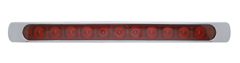 11 LED 17" Stop, Turn & Tail Light Bar w/ Chrome Bezel - Red LED/Red Lens