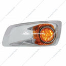 KENWORTH T660 FRONT BUMPER LIGHT BEZEL W/ 17 LED WATERMELON LIGHT - AMBER LED / AMBER LENS - DRIVER SIDE