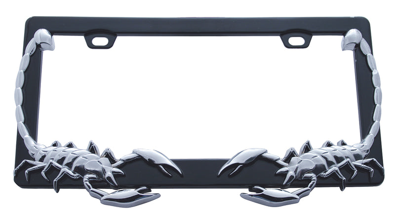 Chrome Black Scorpion License Plate Frame