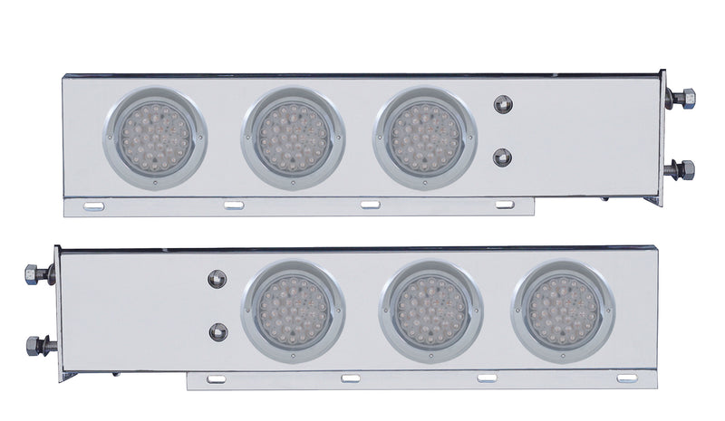 2-1/2" Bolt Pattern SS Spring Loaded Bar w/6X 36 LED 4" Lights & Visors -Red LED/Clear Lens
