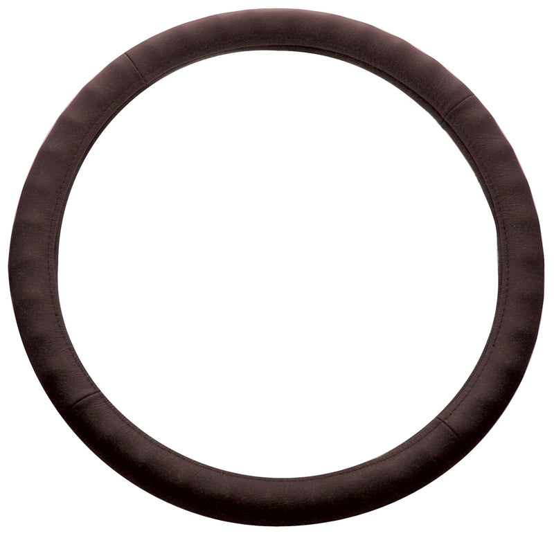 18" LEATHER STEERING WHEEL COVER - BROWN