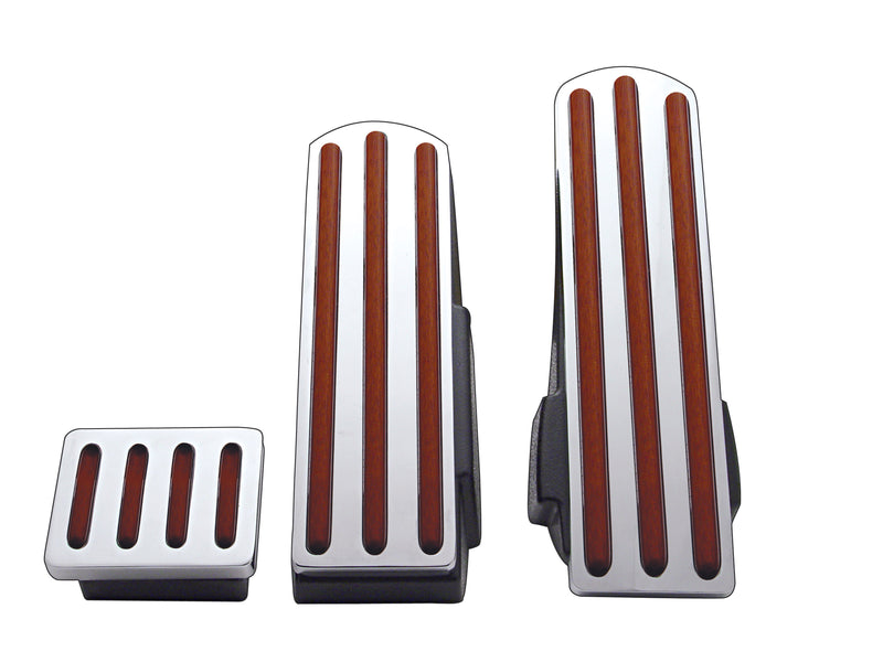 Kenworth Chrome Pedal Set With Wood Insert