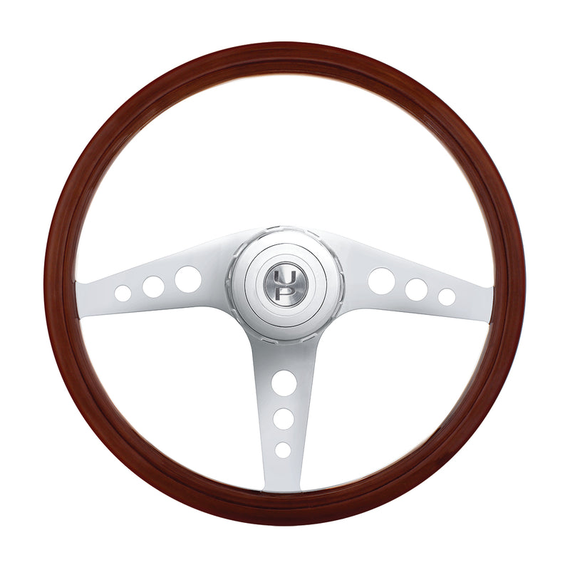 18" GT Wood Steering Wheel With Hub & Horn Button Kit For Peterbilt (2003+) & Kenworth (2003+)
