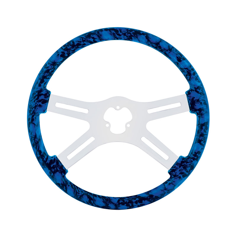 18" Blue & Black Skull Steering wheel
