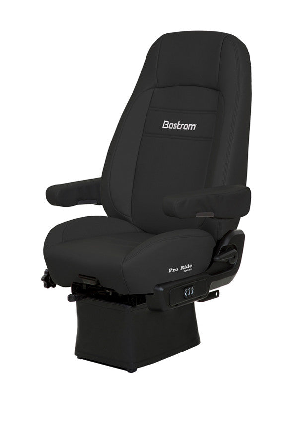 TRUCK SEAT, LOPRO 910 AIR SUSPENSION, DRAPE, HI-BACK, AIR LUMBAR, DUAL ARMRESTS, BLACK ULTRA-LEATHER