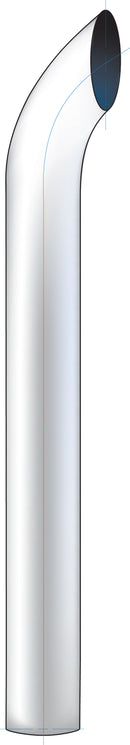 Chrome 6" Curved Plain Bottom Exhaust Stack - 96" Tall