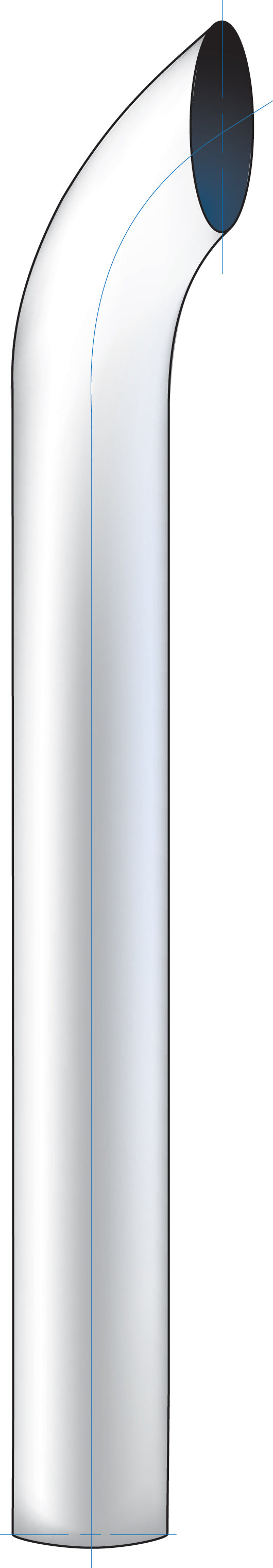 Chrome 7" Curved Plain Bottom Exhaust Stack - 108" Tall