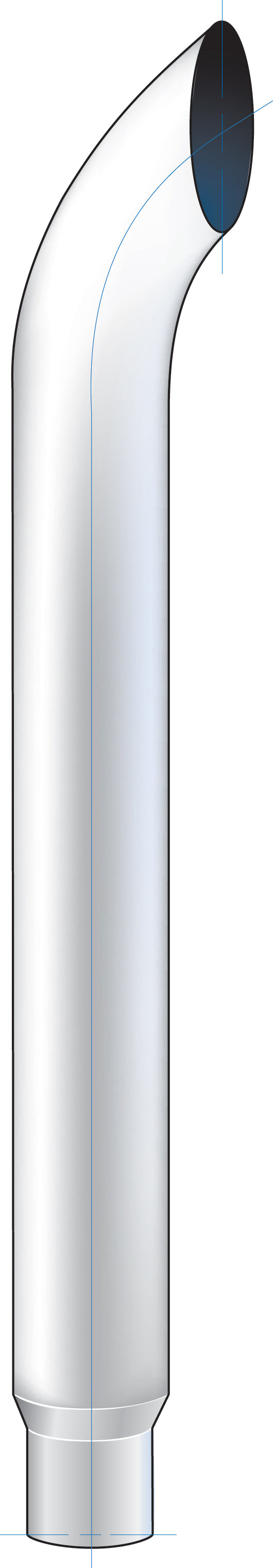 Chrome 6" Curved Reduce To 5" O.D. Bottom Exhaust Stack - 108" Tall