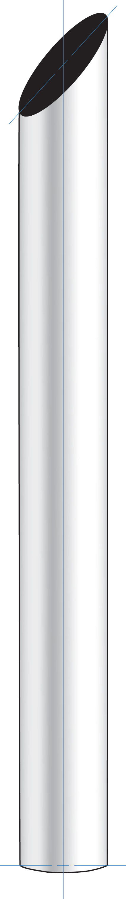 Chrome 5" Mitered Plain Bottom Exhaust  Stack- 24" Tall