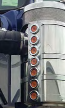 KENWORTH 15" FRONT AIR CLEANER LIGHTS WITH 2" AMBER LED LIGHTS - PAIR